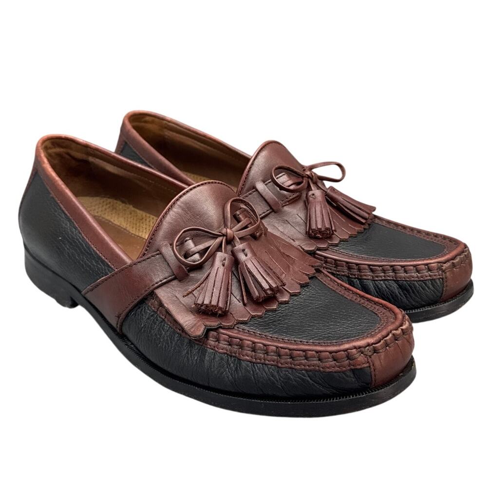 Johnston & Murphy Aragon II Black Brown Leather Kiltie Tassel Dress Loafer Men 9
